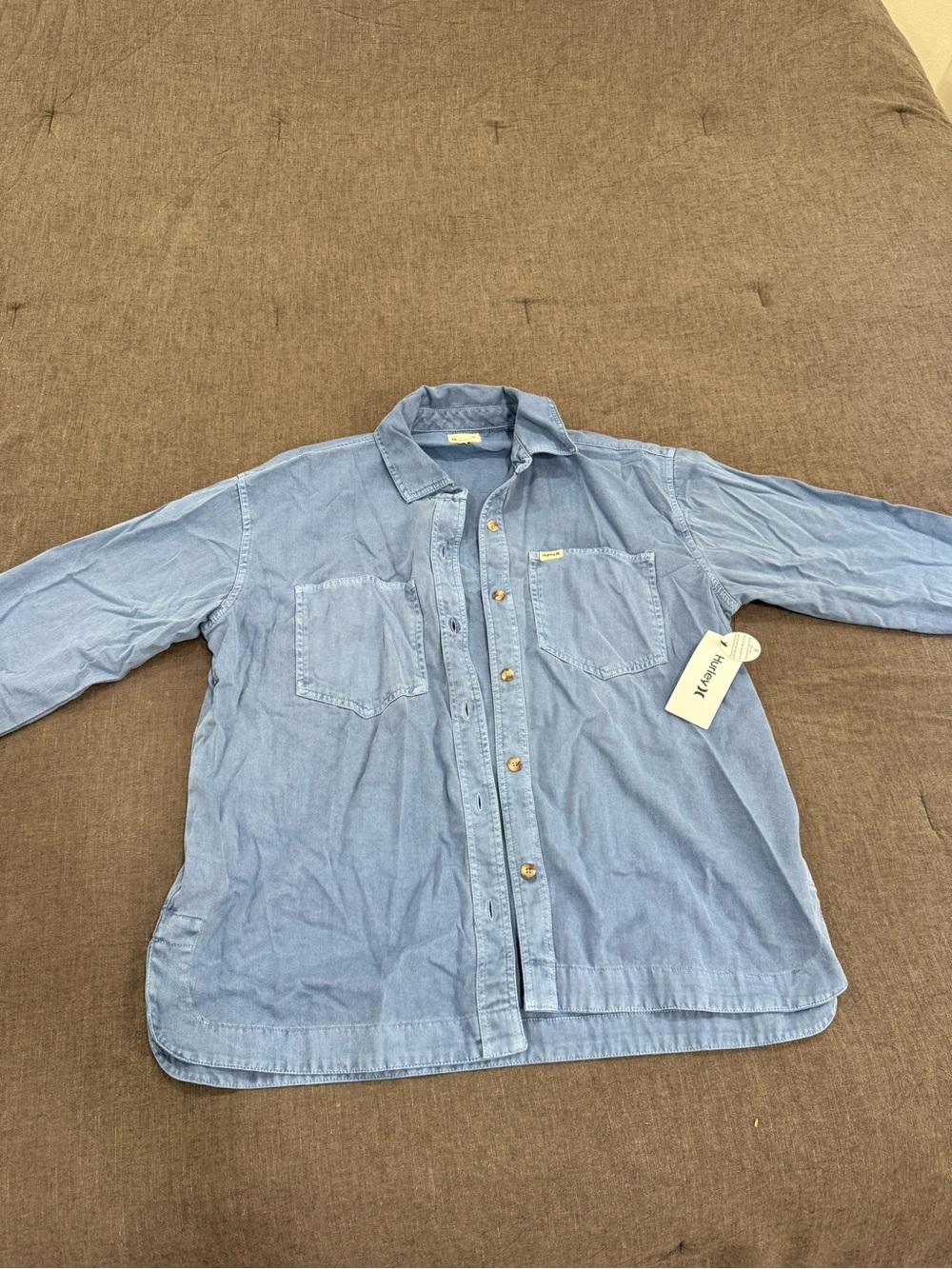 Hurley Light Blue Denim Button-Down Shirt - Men